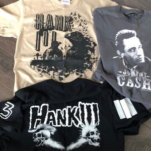 Hank Williams III/Johnny Cash t-shirt bundle.